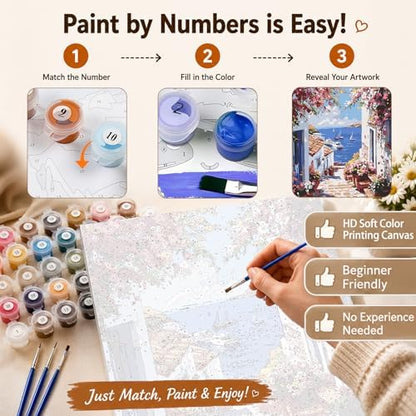 AUKELHJ Paint by Numbers Kit for Adults Beginner, Seaside Town, 16X20 Inch - Image 5