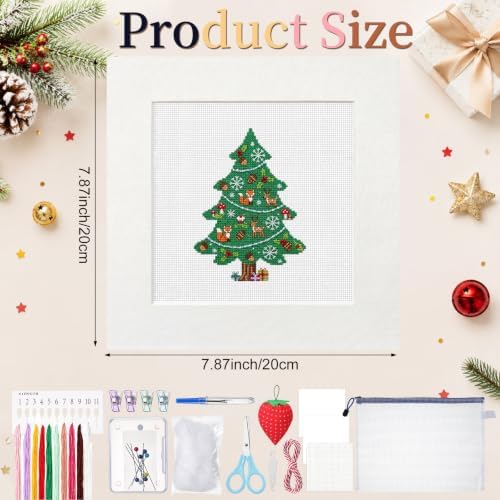 Rivvlive 26 Pcs Christmas Tree 18 Mesh Needlepoint Canvas Kit Beginner - Image 2