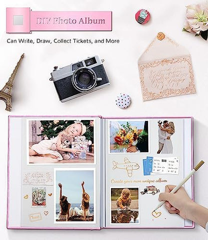 Artfeel Photo Album Self Adhesive Scrapbook Album for 3x5 4x6 5x7 8x10 Pictures,40 Pages Linen Cover with Display Window DIY Photo Book,Ideal Gifts for Family Travel Wedding Baby - Image 4