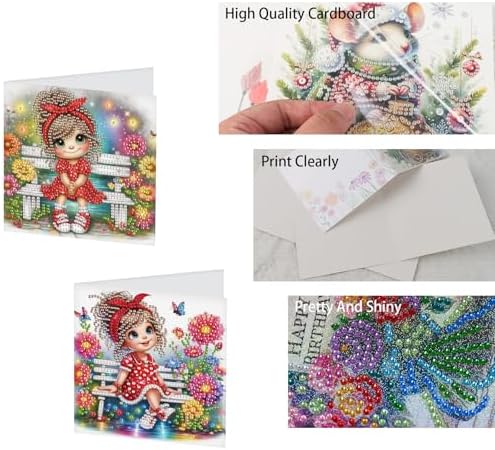 TDFERAN Diamond Painting Bench Rainbow Princess Card 6 Set Red Princess Crystal Puzzle Return Thank You Card Butterfly Garden Handmade Invitations Anniversary Bestie Cards Thank You Cards Wedding - Image 4