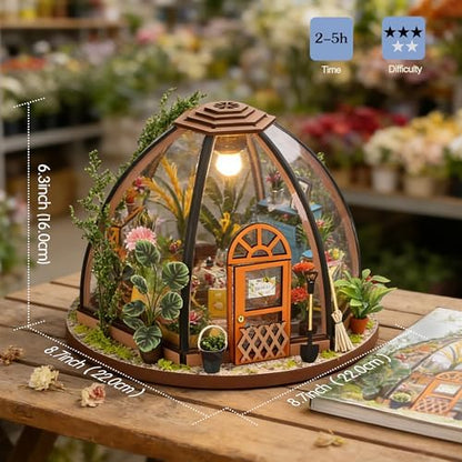 DIY Miniature House Kit, DIY Book Nook with LED Light | 3D Puzzles for Adults and Teens, Tiny Greenhouse Building Kits for Bookshelf Decor, Relaxing Gift for Craft Lovers | Starry Garden - Image 5