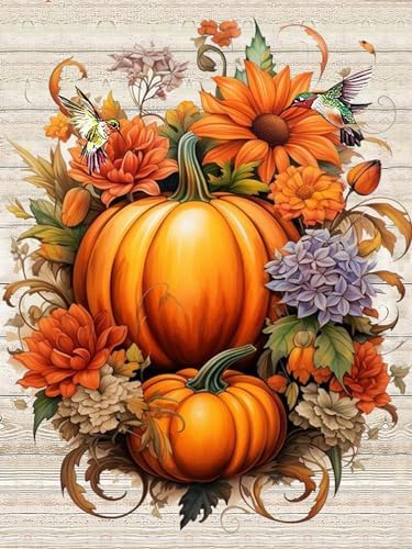 MjhRcll Fall Stamped Cross Stitch Kits,DIY Colorful Pumpkins Cross Stitch Ornament Kits for Adults Beginners, Counted Embroidery Needlepoint Kits Home Decor 12x16inch by MjhRcll