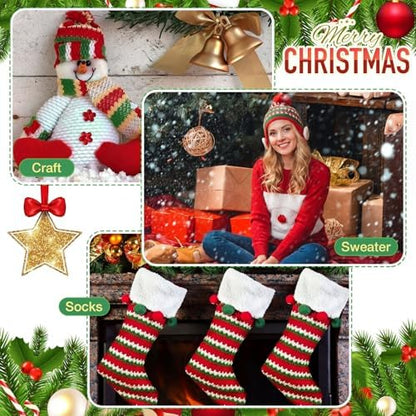 Threlaco 12 Skein Christmas Loop Yarn for Finger Knitting, Red, White,Green - Image 5