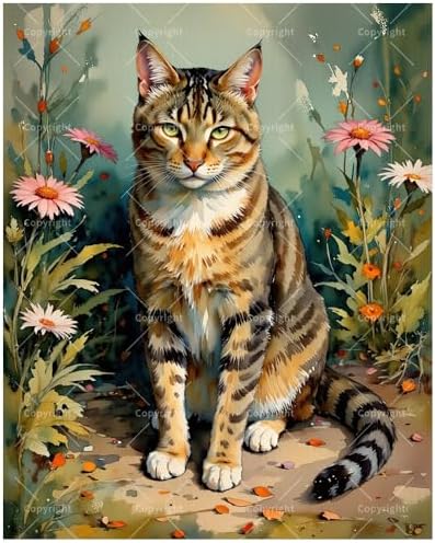 TAOPAOLAB Tabby Cat Paint by Numbers Kit for Adults - DIY Cat Sitting Among Flowers Painting on Canvas 16x20In, Acrylic Paint Set, Suitable for Beginners, Cute Art for Home Decoration or Gifts by Unknown