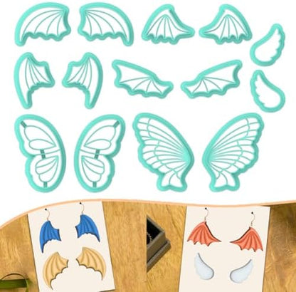 beinkmake 14Pcs Wings Polymer Clay Cutters Angel Wing Clay Earrings Cutters for Adults Bat Butterfly Dragon Wing Cute Polymer Clay Cutter for Jewelry Earrings Making Birthday Party DIY Supplies by beinkmake
