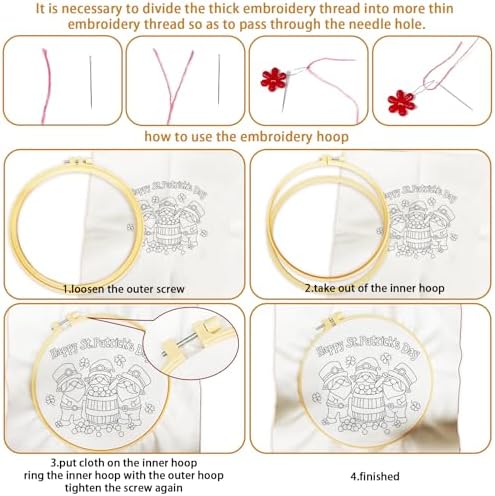 BEUNITONE 4 Set Lucky Clover Pattern Embroidery Kit for Adult Beginners - Image 3