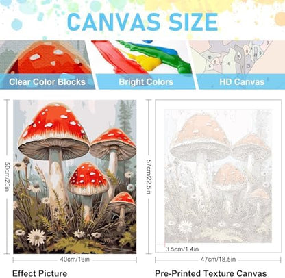 Paint by Numbers Kit for Adults, Mushroom DIY Acrylic Canvas Painting Set - Image 3