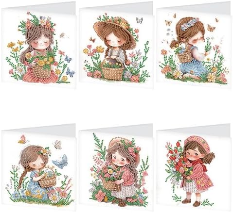 TDFERAN Diamond Painting Blank Cards Set of 6 Greeting Cards Flower Fairy Wedding Greetings Card Birthday Greeting Sympathy Thinking of You Watercolor Happy Holiday Card by TDFERAN