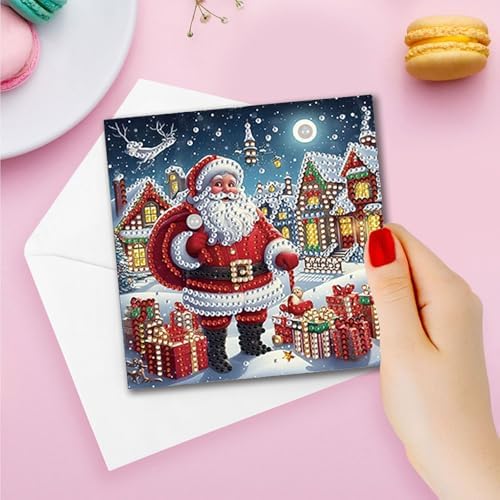 DIY Diamond Greeting Cards Set Christmas, 5D DIY Diamond Art Painting Greeting Card, DIY Christmas Card Making Kits for Family Friends Handmade Gift-#07-2 Set - Image 4