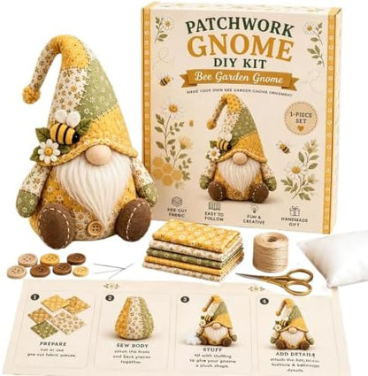 DIY Patchwork Gnome Kit, Christmas Cozy Gnome Sewing Craft Set, DIY Craft Set with Yarn & Tools for Adults & Beginners, Handmade Decor Ornament Gift & Home Decor for Craft Lovers (Yellow1) by Unknown