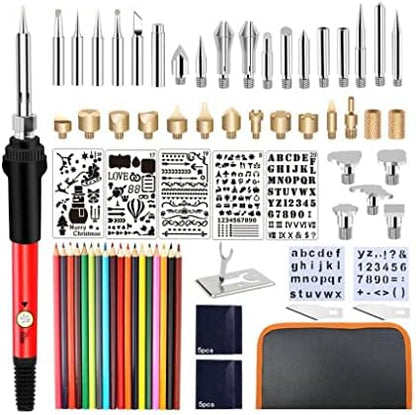 Grafken 71PCS Wood Burning Kit, Temperature 200~450°C, Wood Burning Kit, Wood Burning Tool with Soldering Iron Tip for Embossing/Engraving/Welding (Color : Red) by Unknown