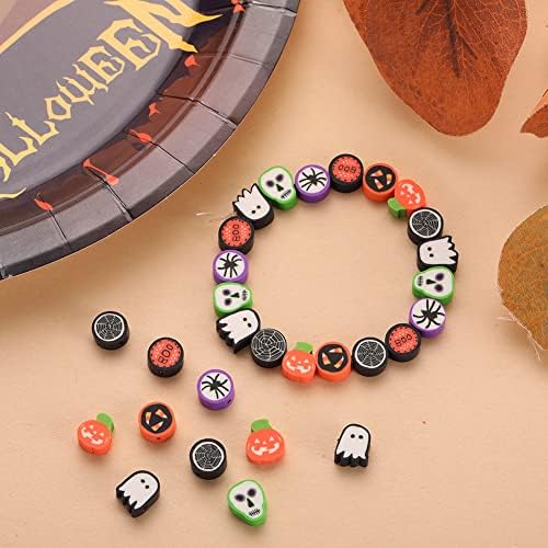 100pcs Halloween Beads 10mm Polymer Clay Spacer Beads for Women Jewelry Making DIY Bracelet Necklace Party Favor Halloween Decoration (Halloween 1) - Image 7