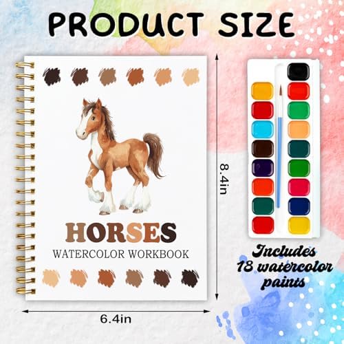 12 Horse Patterns Watercolor Set, Equine Elegance Painting Book for Beginners, DIY Art Gift for Adults and Women, Relaxing Horse Lover Set - Image 2