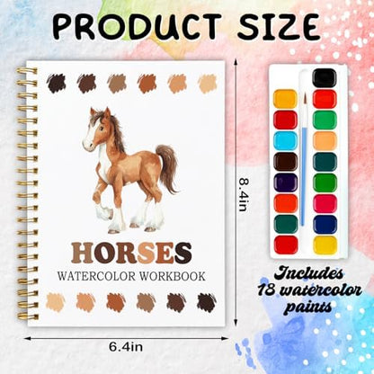 12 Horse Patterns Watercolor Set, Equine Elegance Painting Book for Beginners, DIY Art Gift for Adults and Women, Relaxing Horse Lover Set - Image 2