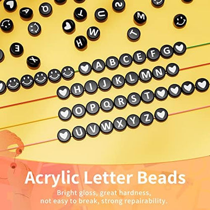 ARTDOT 800 Pieces Assortment Letter Beads for Friendship Bracelets Making Kit, 28 Styles Jewelry Making Supplies Alphabet Beads Set Preppy Crafts Art, Multicolor Black - Image 3