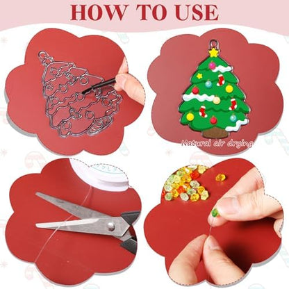 Dunzoom 30 Set Christmas Suncatchers Kit Tree Santa Gingerbread Ornaments - Image 3