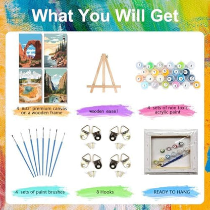 National Park Paint by Numbers for Adults with Framed Canvas - Wooden Easel - Image 4