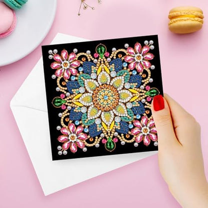 pigpigboss 6 Packs Mandala Diamond Art Greeting Card Kit - Image 4