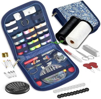 Sewing Kit Gifts for Grandma, Mom, Friend, Traveler, Adults, Beginner, Emergency,Sewing Supplies Accessories with Scissors,Sewing Needles Thimble, Thread,Tape Measure etc(Wildflower Blue, S) by LE+PAON