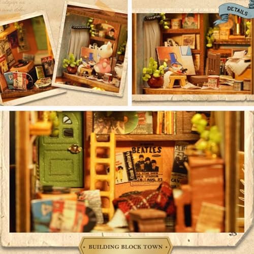 DIY Miniature Dollhouse Kit, Creative Wooden Doll House Craft Model with LED and Furniture for Christmas Birthday Gift (QH004) - Image 4
