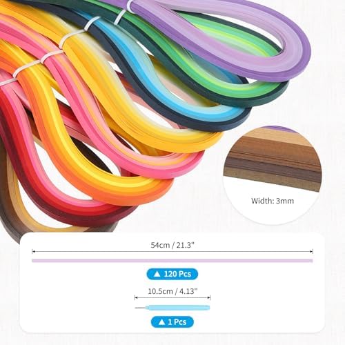 MECCANIXITY Paper Quilling Kit, 21.3 Inch 3mm Paper Quilling Strips with Blue Pen for Beginners DIY Hand Crafts Teaching Tools Flower Decoration(Purple, Pack of 120) - Image 2