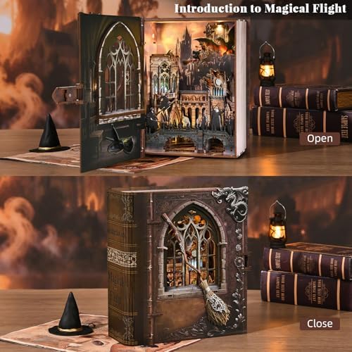 MiniCity Book Nook Kit, DIY Miniature House Kit for Adults, Teens and Beginners, Dollhouse Booknook Library Tiny House Bookshelf Decor (Introduction to Magical Flight) - Image 2