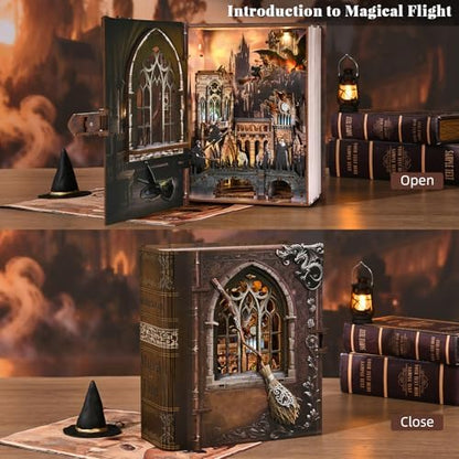 MiniCity Book Nook Kit, DIY Miniature House Kit for Adults, Teens and Beginners, Dollhouse Booknook Library Tiny House Bookshelf Decor (Introduction to Magical Flight) - Image 2
