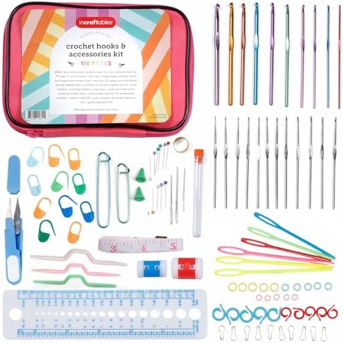Incraftables Crochet Hooks Set with Case – 100 Pieces - Complete Crochet Kit for Beginners & Professionals – Ergonomic Crochet Hooks, Crochet Accessories, Crochet Tools & More by Incraftables