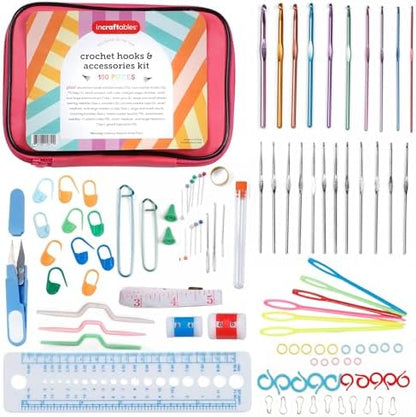 Incraftables Crochet Hooks Set with Case – 100 Pieces - Complete Crochet Kit for Beginners & Professionals – Ergonomic Crochet Hooks, Crochet Accessories, Crochet Tools & More by Incraftables