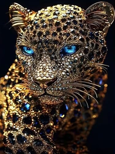 Xylogist Black Cheetah Diamond Art Kits for Adults 12 x 16 Inch by Xylogist