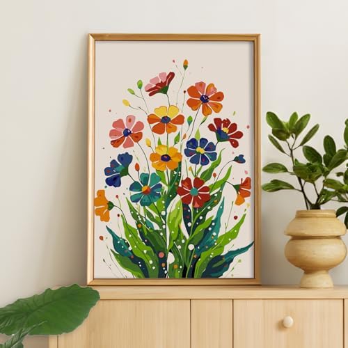 Camocin Framed Paint by Numbers Kit for Adults Beginner - Colorful Easy Flowers Paint by Number Canvas with Frame, Floral DIY Acrylic Painting Kit for Relaxing Home Wall Decor 12x16 Inch - Image 6