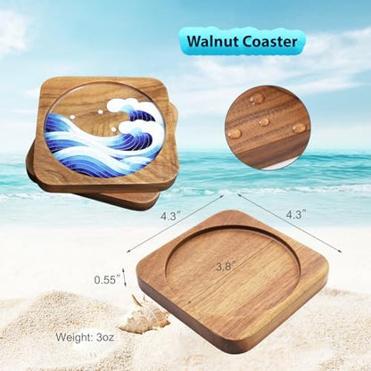 Cloisonne Kit, DIY Coasters Craft Kits, Filigree Enamel Art, Great Waves - Image 6