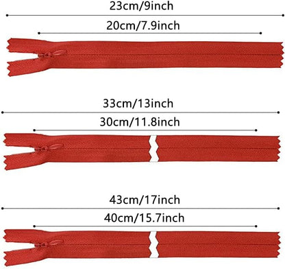 Invisible Zipper, DOITEM 45pcs 8 Inch 12 Inch 16 Inch Invisible Multicolor Nylon Coil Zippers for Sewing and Crafts 15 Colors