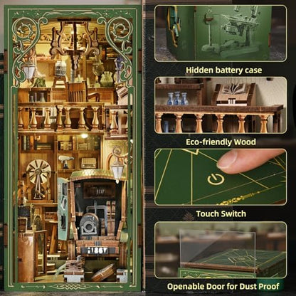 MiniCity Book Nook Kit, DIY Miniature Dollhouse Book Nook Kit with Dust Cover and LED Light for Teens and Adults-The Radium Lady - Image 5