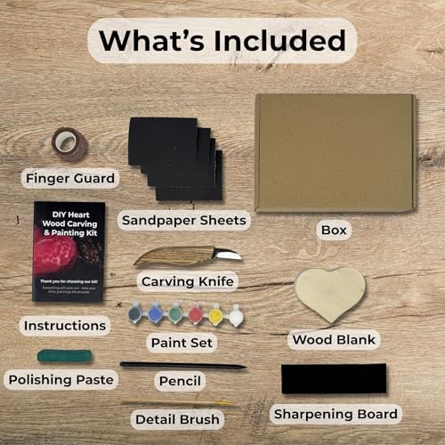 Sharky Beginner Heart Wood Carving Kit for Adults - Image 2