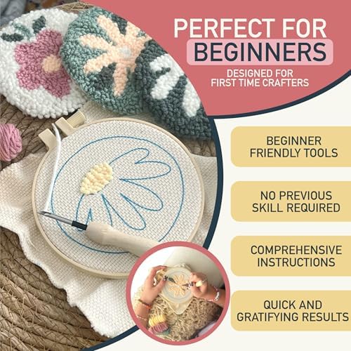 Emri Lane Punch Needle Kit – 6 Floral Design Punch Needle Embroidery Kit - Image 2