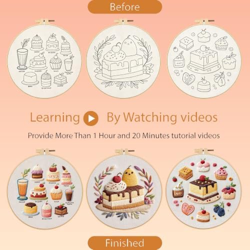 FEIYUENO 3 Sets Cake Pattern Embroidery Kit for Beginner Adults - Image 3