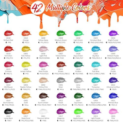Caliart 42 Colors Acrylic Paint Set with 12 Brushes - Image 2