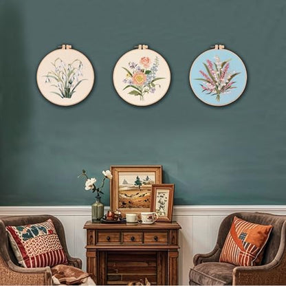 Myfelicity Embroidery kit for Adults and Beginners, Includes 3 Floral Pattern Fabrics, 3 Embroidery Hoops, Embroidery Floss and Other Tools. - Image 5