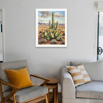 TAOPAOLAB Cactus Desert Scene Paint by Numbers Kit for Adults – DIY Saguaro and Prickly Pear Painting on Canvas 16x20 Inch, Acrylic Paint Set, Suitable for Beginners, Art for Home Decoration or Gifts - Image 4