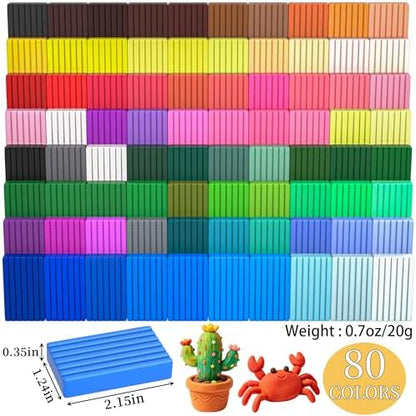 175 Pcs Polymer Clays 80 Bright Colors Oven Bake Clay Non-Sticky Modeling Clay DIY Starter Kit with Sculpting Tool and Accessories for Beginner Artists Jewelry Making Craft Gifts - Image 2