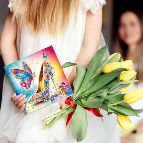 pigpigboss 6 Packs Butterfly Diamond Painting Greeting Cards Kit - Image 6
