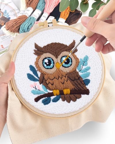 ERKOON Punch Needle Kit for Beginners Adults, DIY Easy Animal Embroidery Set for Starter Art Craft, Needling Punch Project with Patterns, Tools, Yarns, Hoop, Instruction (Owl) - Image 5