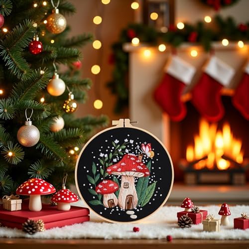 Haootadiy Beginner Embroidery Kit for Adults, Easy Cross Stitch Kit for Beginners and Adults, Full Embroidery Hoop Kit with Needles and Thread Included (Pattern 8) - Image 4