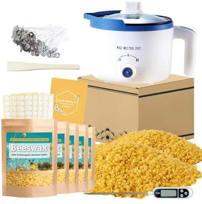 5lbs Beeswax Candle Making Kit with Electric Wax Melting Pot by KQU