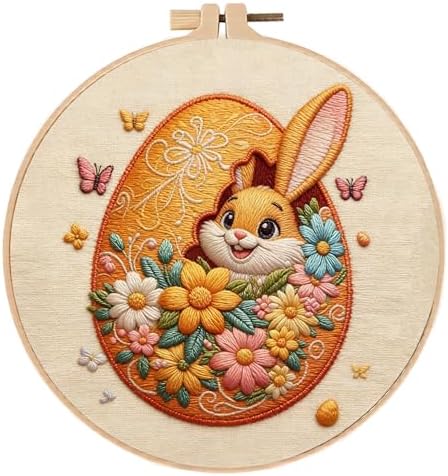 Embroidery Kit for Beginners & Adults Starter Kit, Cross Stitch Kits,DIY Hand Embroidery Needlepoint Set with Hoop, Pre-Printed Fabric, Threads and Instructions (Easter Egg) by Unknown