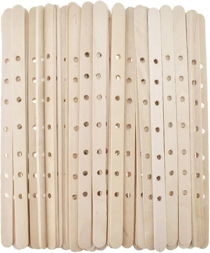 HAHIYO 50PCs 7-Hole Wood Candle Wick Holder Wooden Candle Wick Centering Device Wick Setter Candle Wick Centering Tool for DIY Candle Making Candle Making Supplies Accessories