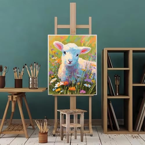 Natuyalo Sheep Paint by Numbers for Adults Animals DIY Paint by Numbers Acrylic Paint on Canvas Colorful Art Painting by Numbers Kits for Beginner 16x20 inch (Without Frame) - Image 2