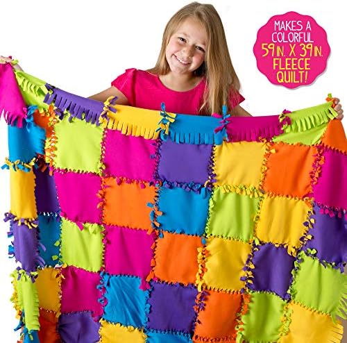 Made By Me Easy to Knot Quilt Making Kit by Horizon Group USA, No Sewing, No Cutting, 59 in. x 39 in. Fleece Blanket, Pre-Cut Squares & Felt Decals (57964F) - Image 5