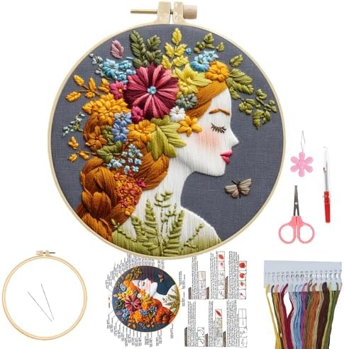 3 Packs Embroidery Kit for Adults, Embroidery for Beginners (Girl-1) by Unknown